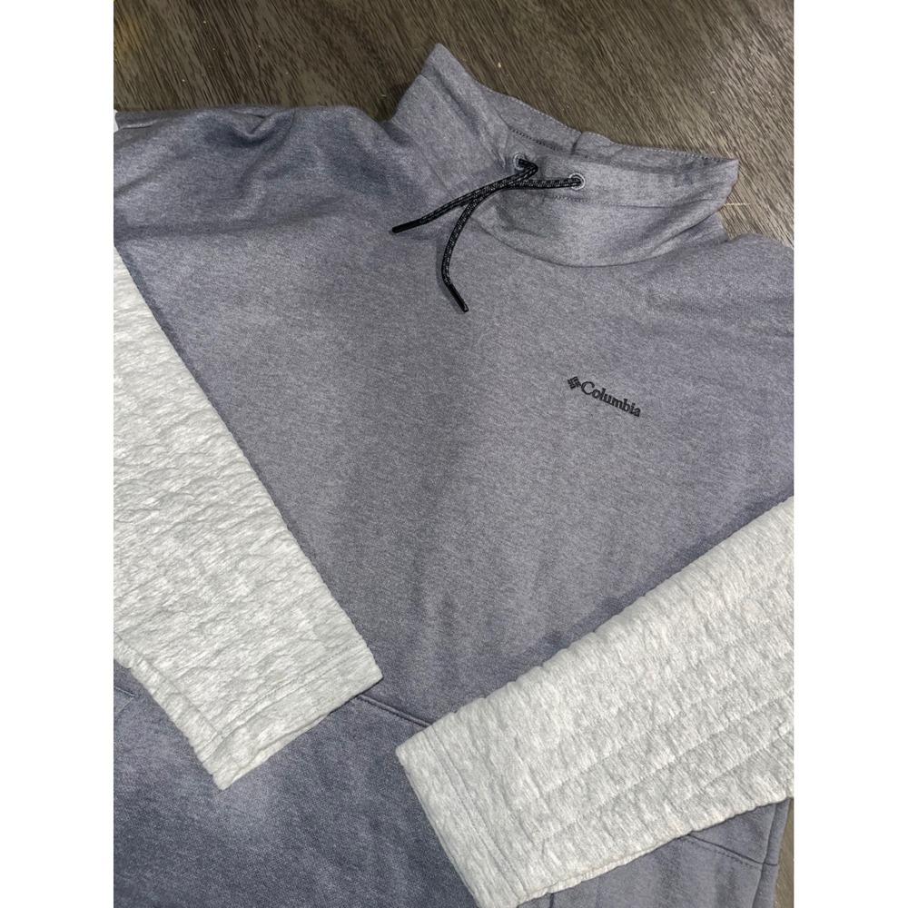 Columbia Mens S Gray Sweatshirt Quilted Sleeve Funnel Neck Pullover